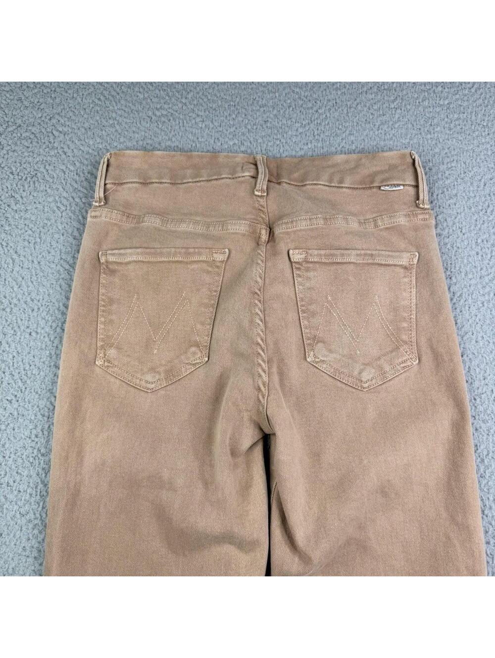 MOTHER High Waisted Looker Ankle Fray Tan Skinny Jeans Women's 28 (fits 27x26)